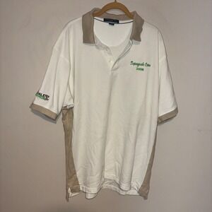 Chestnut Hill Performance Golf Polo Shirt Mens XL White Tan Colorblock